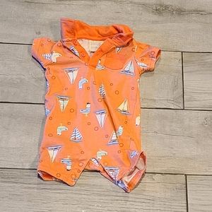 First Impressions Orange Sailboat Print One-Piece Bodysuit